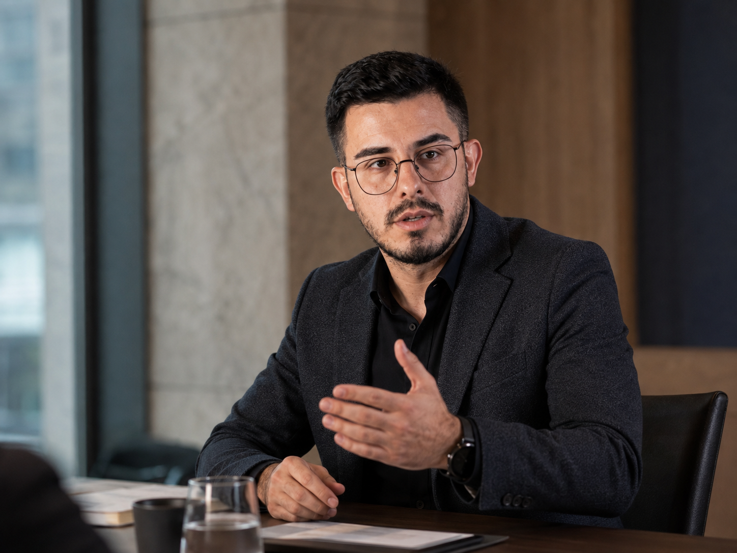 Oktay Kafdağlı kurumsal bir görüşmede iletişim, kalite ve yönetişim üzerine konuşurken